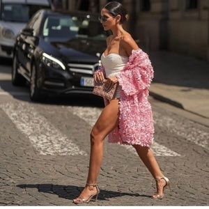 NWT Zara floral textured knit coat